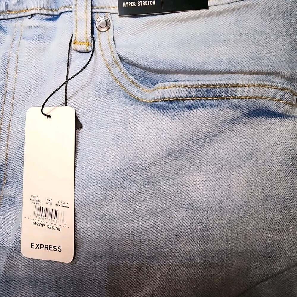 Express Hyper Stretch Athletic Slim Jeans Light Wash 38x30